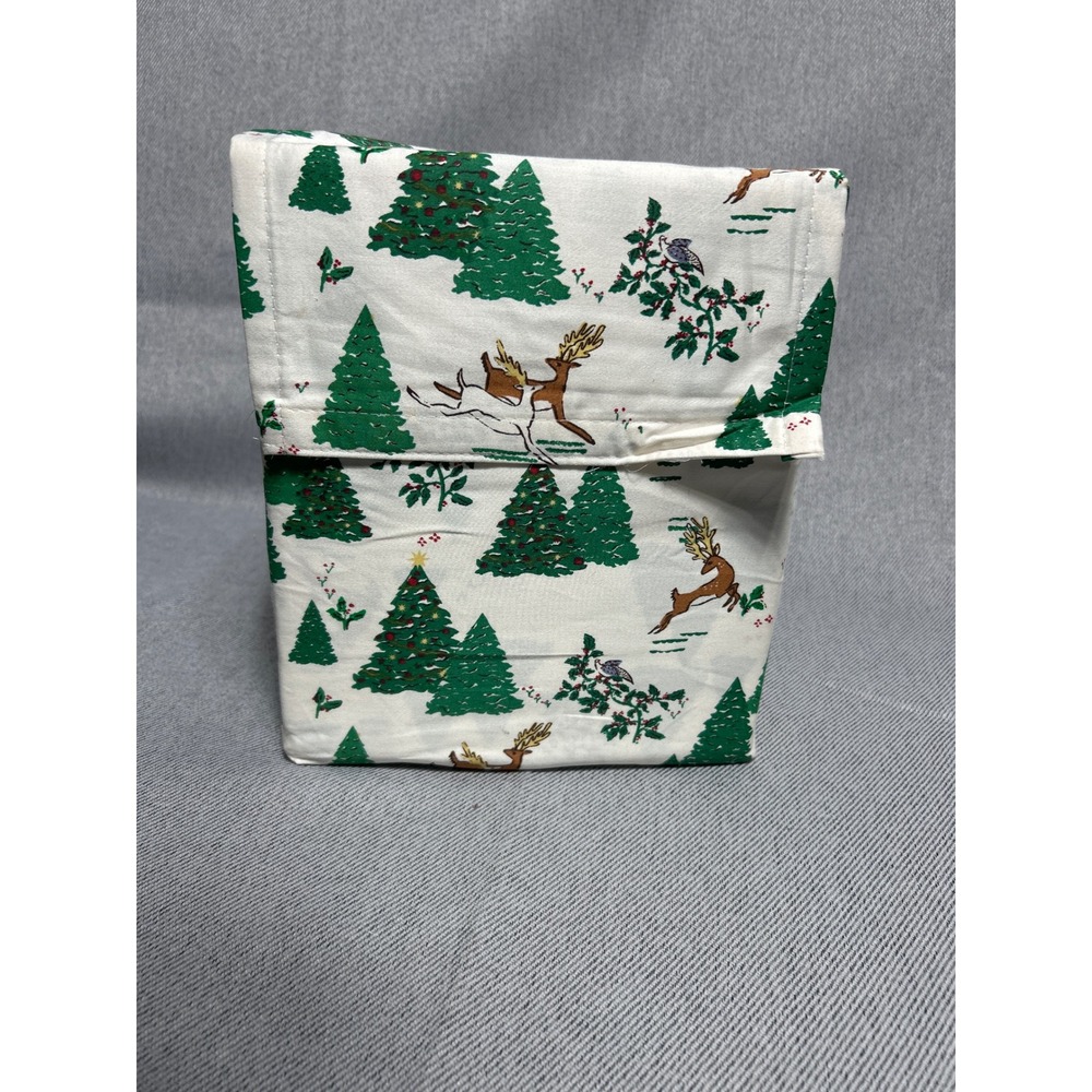Threshold Holiday Reindeer Christmas Tree Queen Sheet Set White Green 4pc Cotton